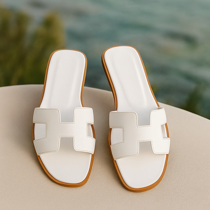 H Sandal | Sandalias de Cuero Vegano Modernas Diseño H