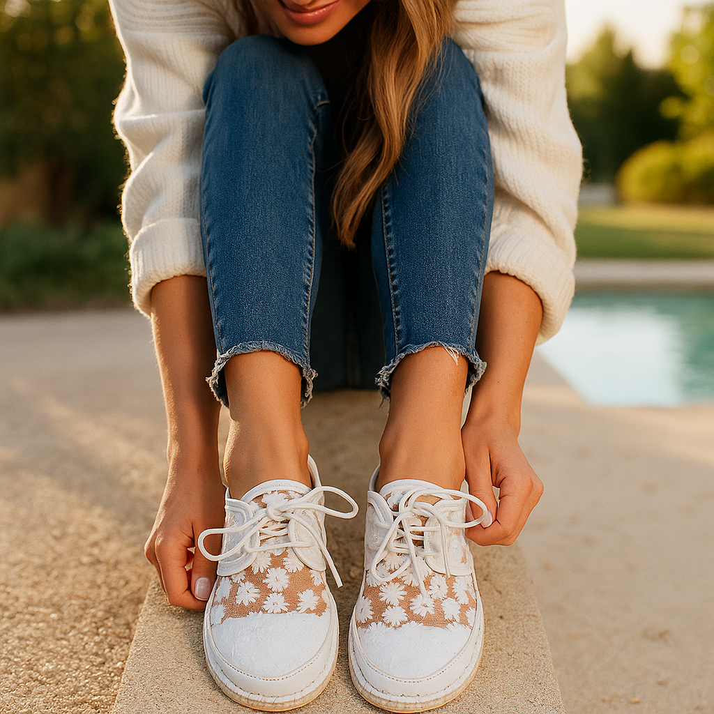 Zapato ortopédico elegante con bordado floral- Arabella