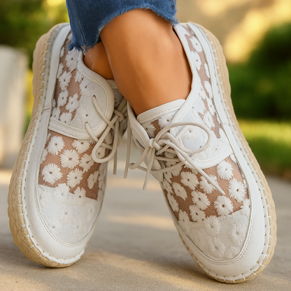 Zapato ortopédico elegante con bordado floral- Arabella