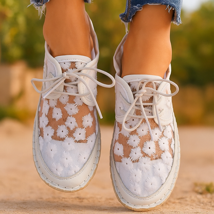 Zapato ortopédico elegante con bordado floral- Arabella