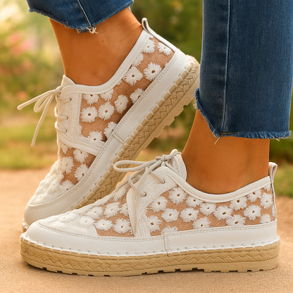 Zapato ortopédico elegante con bordado floral- Arabella