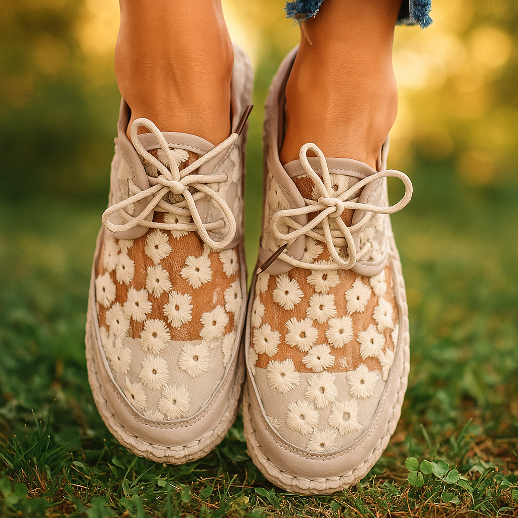 Zapato ortopédico elegante con bordado floral- Arabella