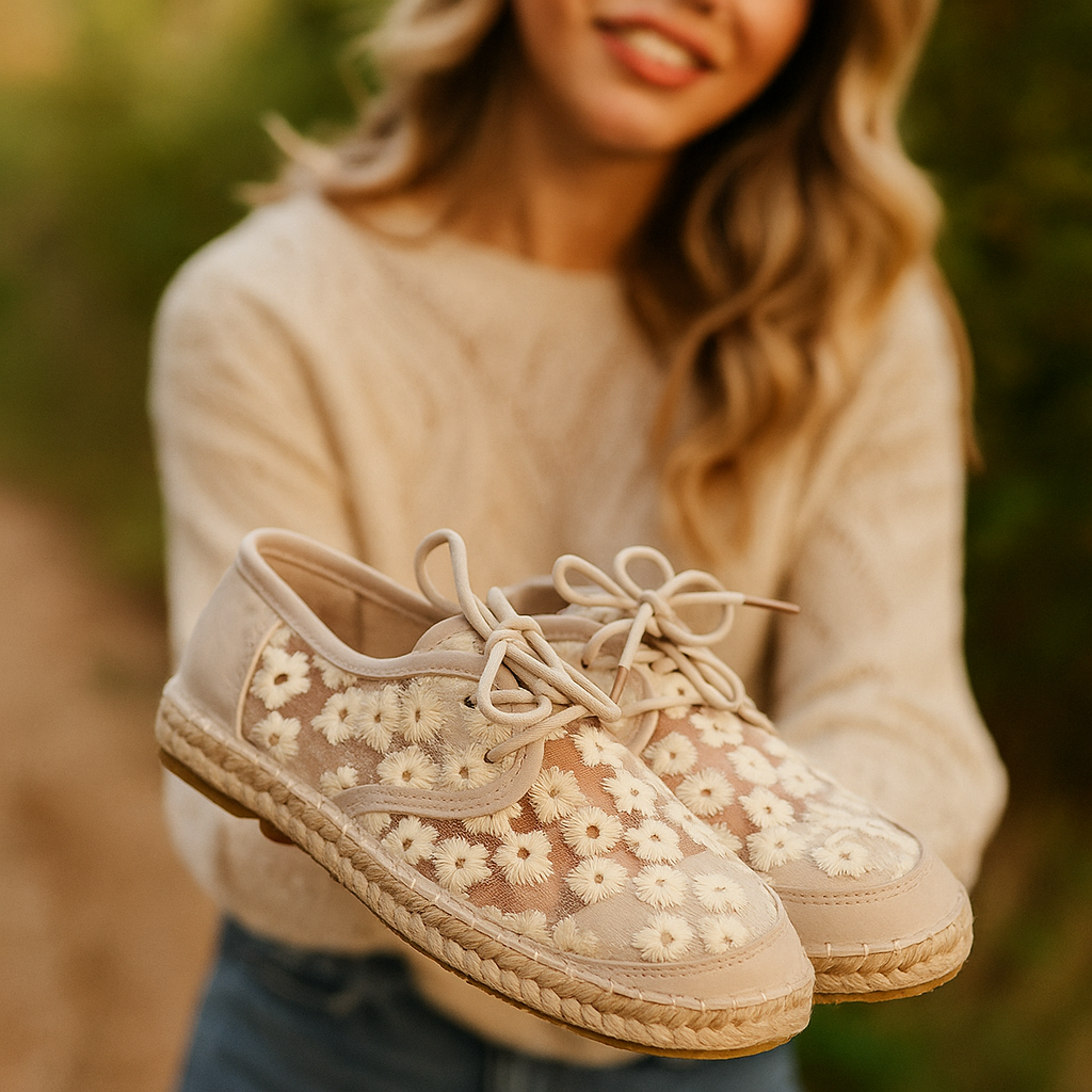 Zapato ortopédico elegante con bordado floral- Arabella