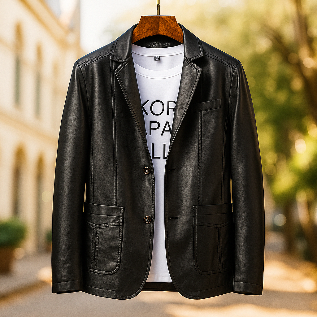 Chaqueta Blazer de Cuero Hombre Corte Moderno
