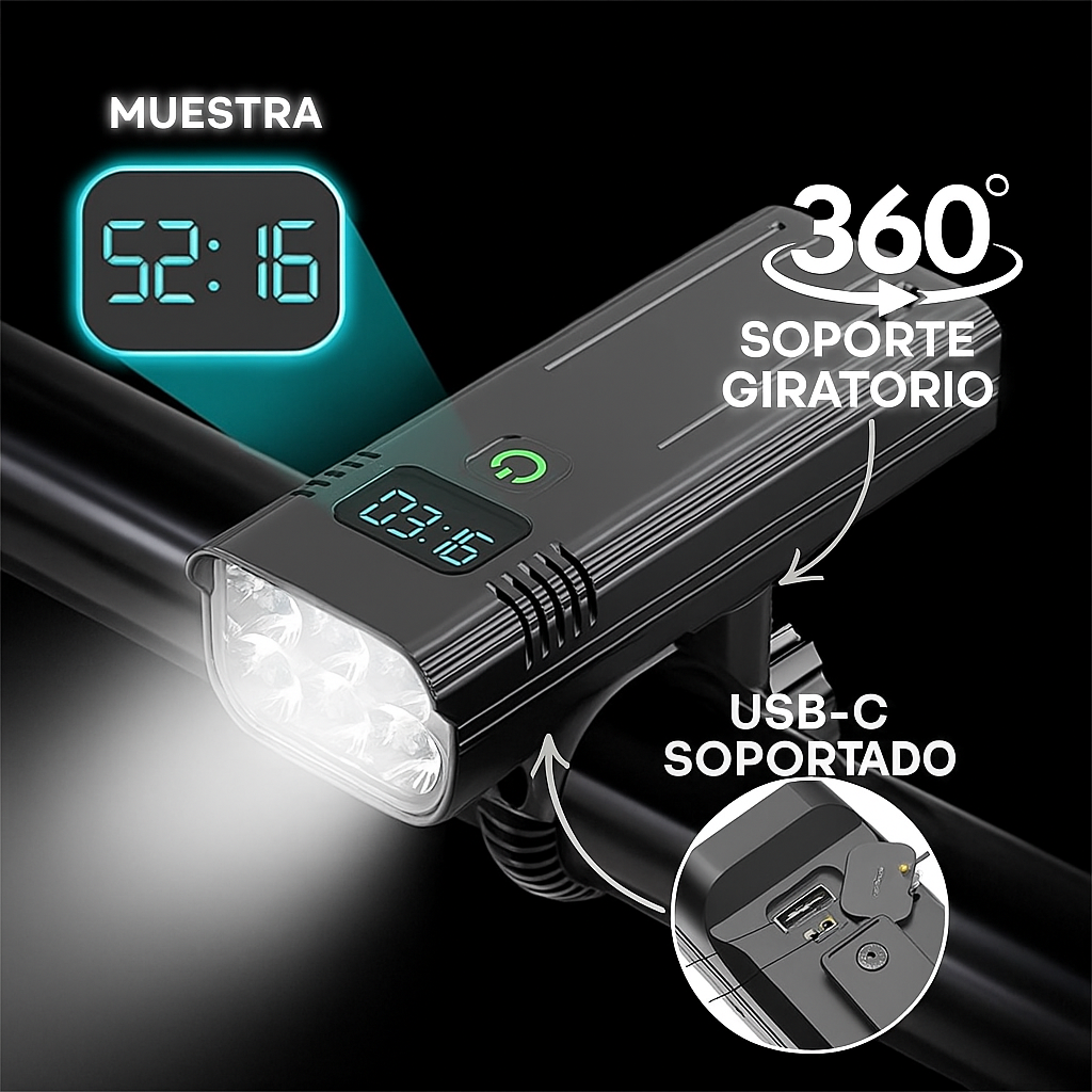 Luminoride Power Beam Luz Bicicleta 5000 Lúmenes