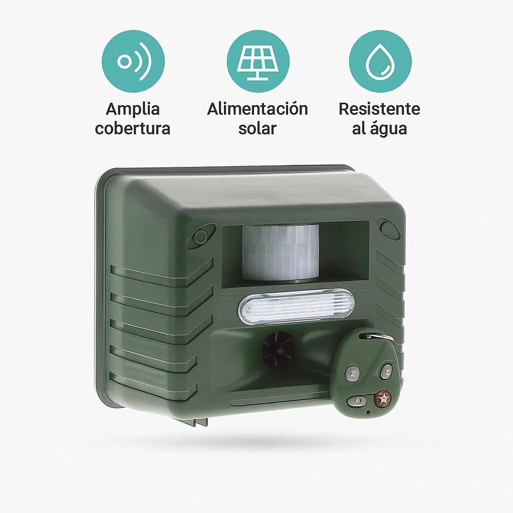 Repelente Ultrasónico de Picos Exterior Solar