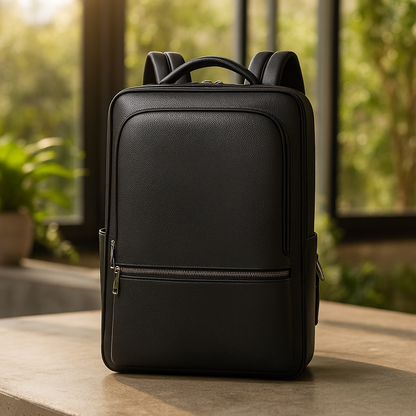 Mochila de Cuero con Puerto USB 15.6"