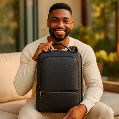 Mochila de Cuero con Puerto USB 15.6"