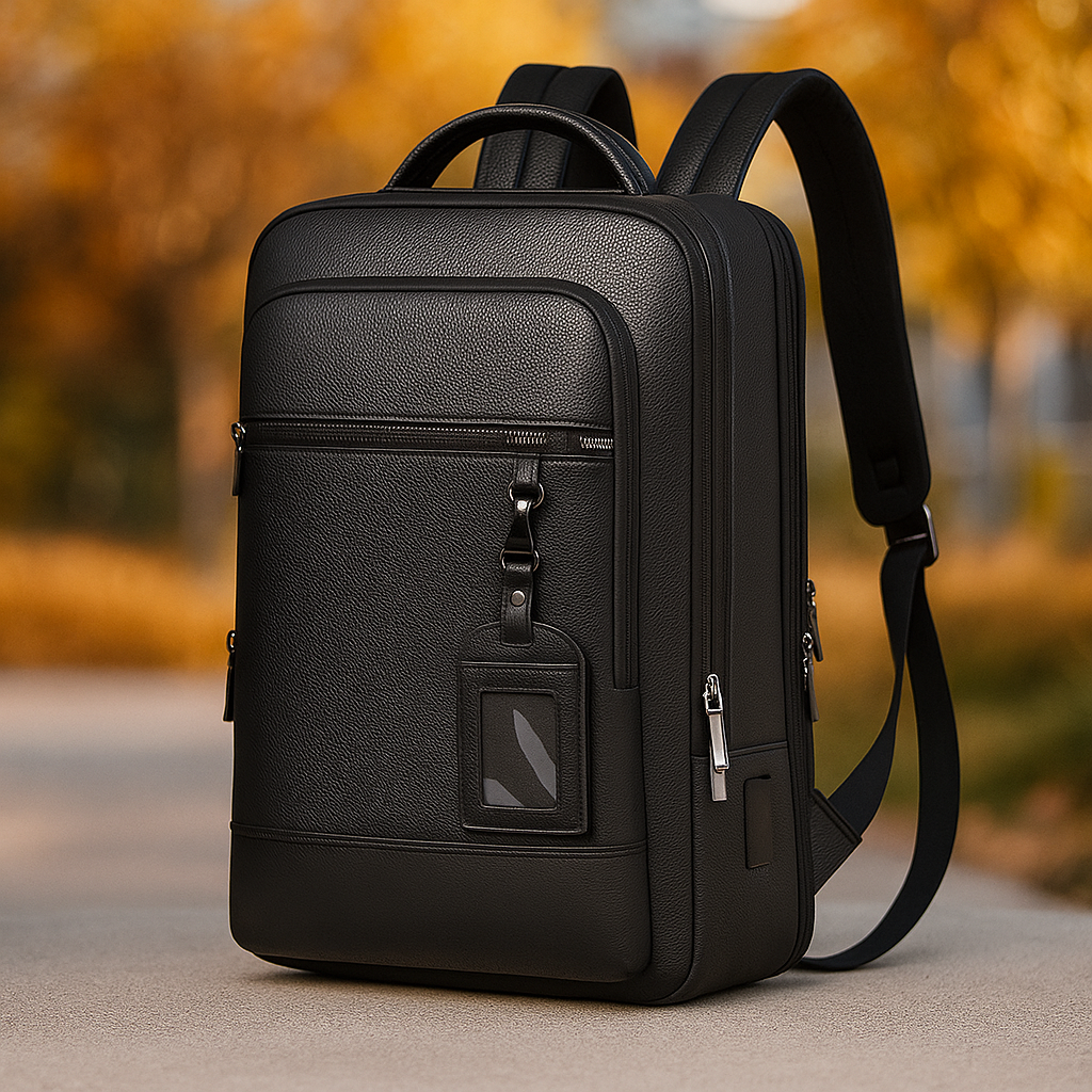 Mochila de Cuero con Puerto USB 15.6"