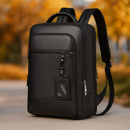 Mochila de Cuero con Puerto USB 15.6"