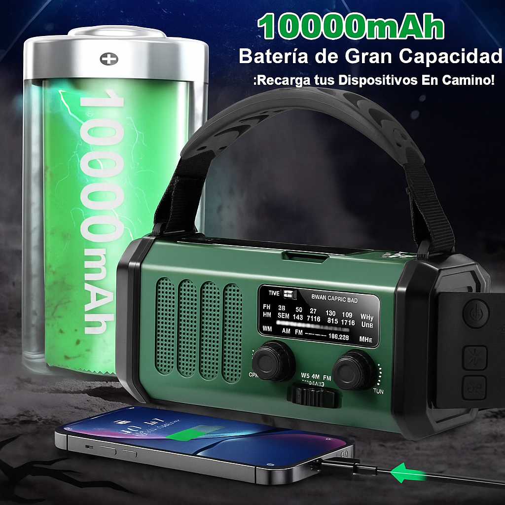 SurvivorPro Radio de Emergencia 10.000mAh