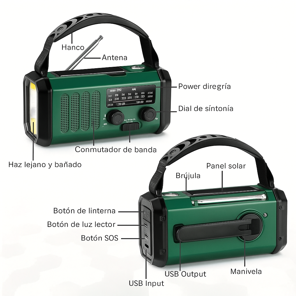 SurvivorPro Radio de Emergencia 10.000mAh