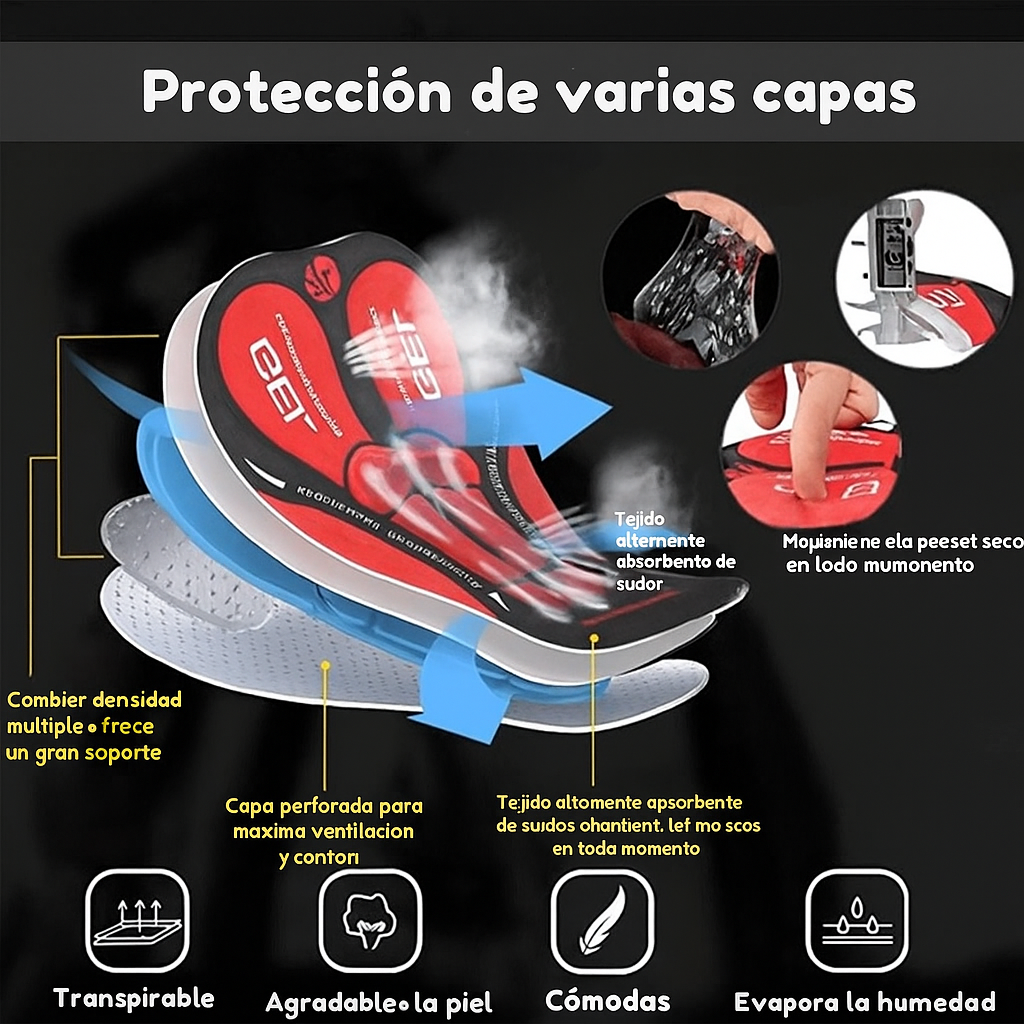 Pantalones Cortos de Ciclismo con Almohadilla de Gel 5D