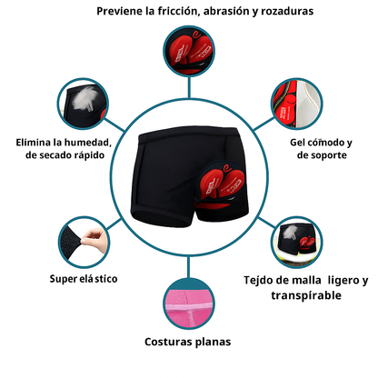 Pantalones Cortos de Ciclismo con Almohadilla de Gel 5D