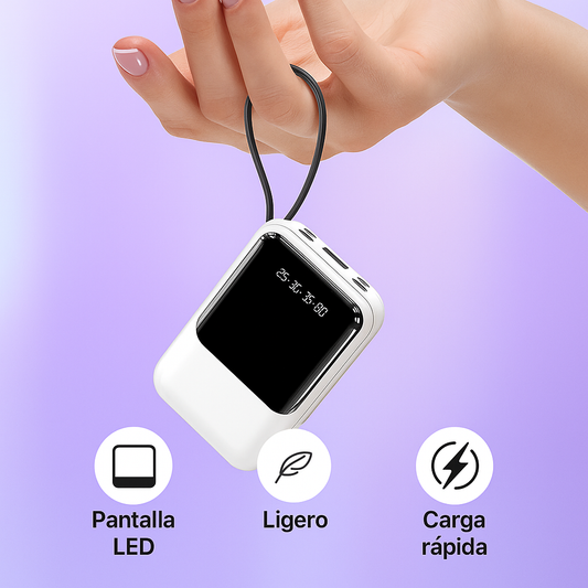 Power Bank 10000mAh Carga Rápida con Cables LED