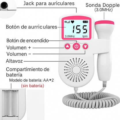 Doppler Fetal Portátil con Pantalla y Altavoz