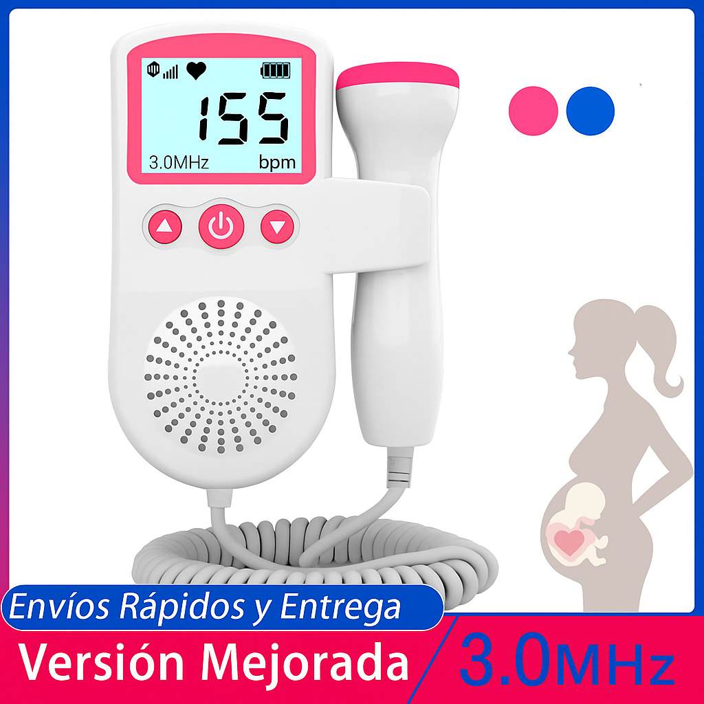 Doppler Fetal Portátil con Pantalla y Altavoz