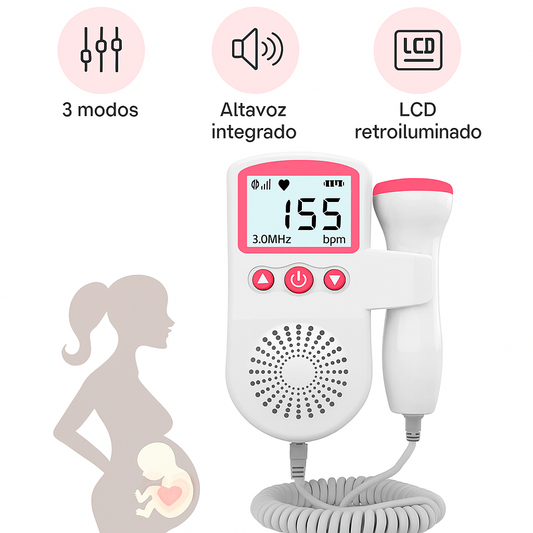 Doppler Fetal Portátil con Pantalla y Altavoz