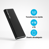 Disco Duro Externo 4TB USB-C Ultra Delgado
