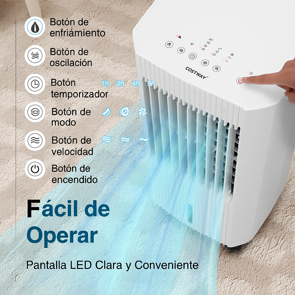 Enfriador de Aire Evaporativo 3 en 1 Portátil Silencioso