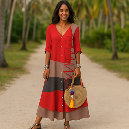 Vestido Largo Elegante Rayas Mujeres