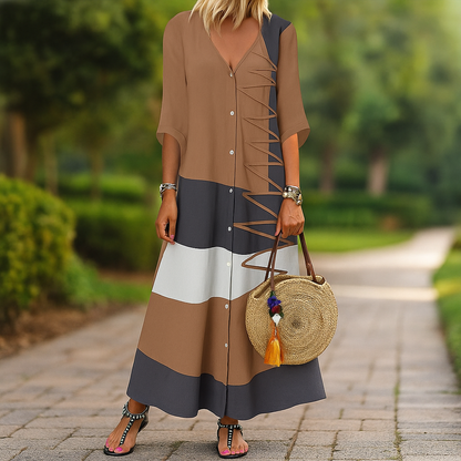 Vestido Largo Elegante Rayas Mujeres
