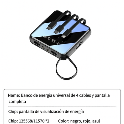 Mini Power Bank 20000mAh con 4 Cables