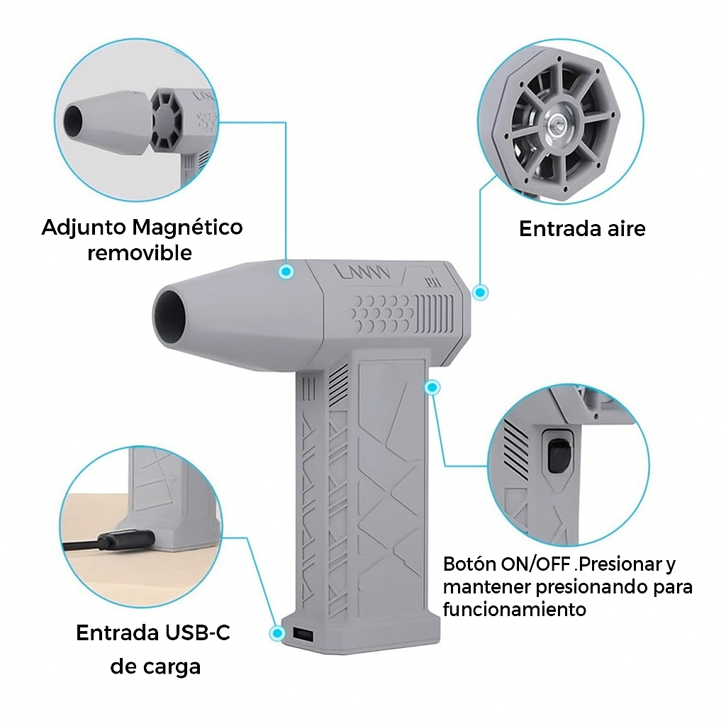 TurboJet Pro Soplador de Aire Portátil 130,000 RPM