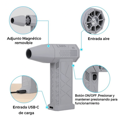 TurboJet Pro Soplador de Aire Portátil 130,000 RPM