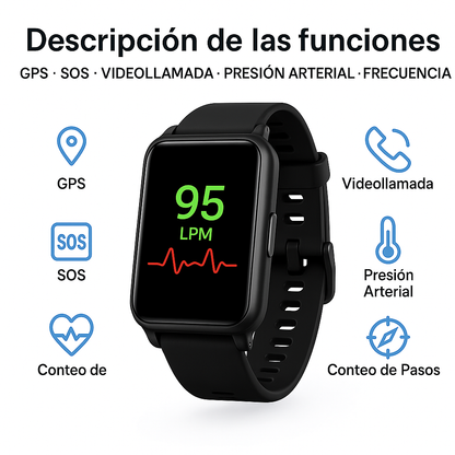 Reloj Inteligente SOS con Detección de Caídas para Mayores