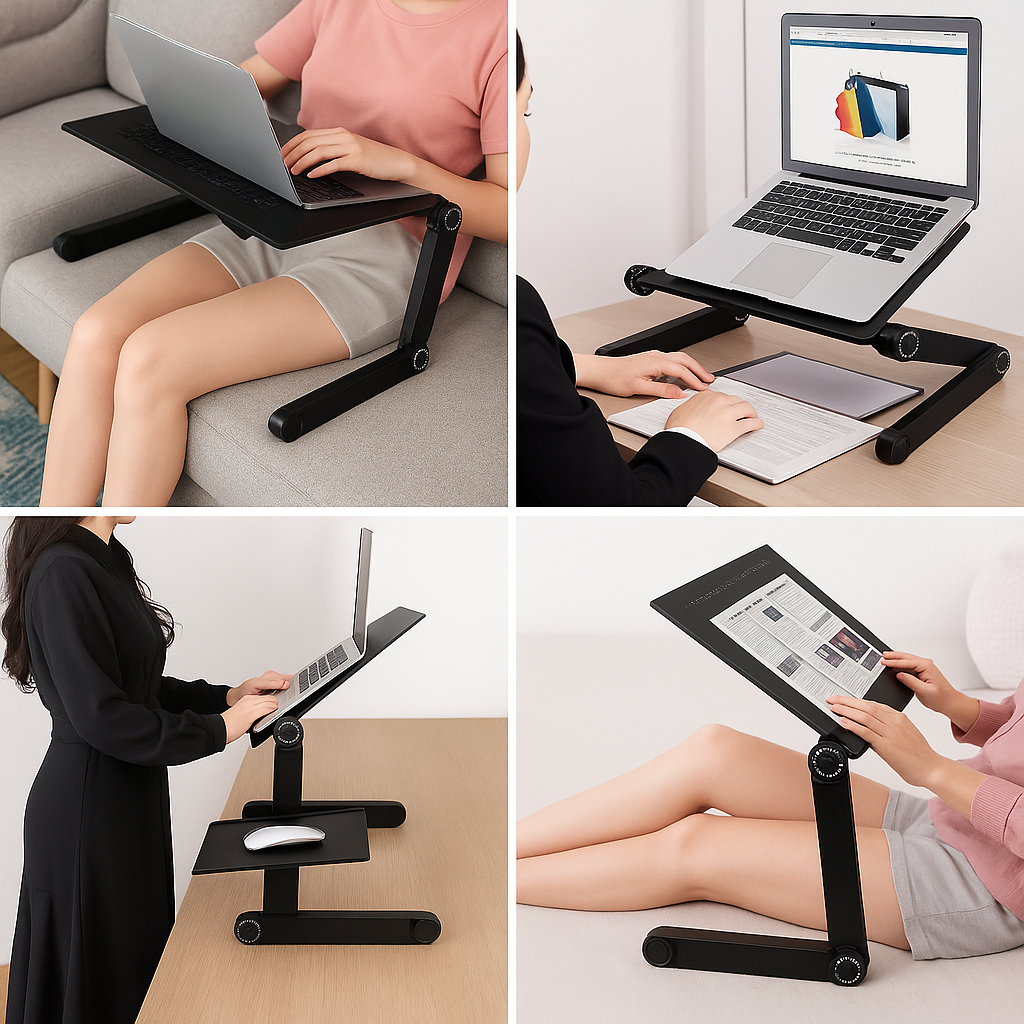 Soporte Ergonómico Ajustable para Laptop con Mouse Pad