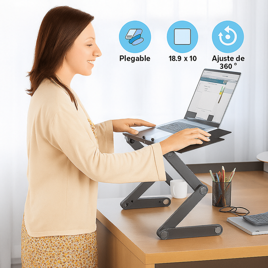 Soporte Ergonómico Ajustable para Laptop con Mouse Pad