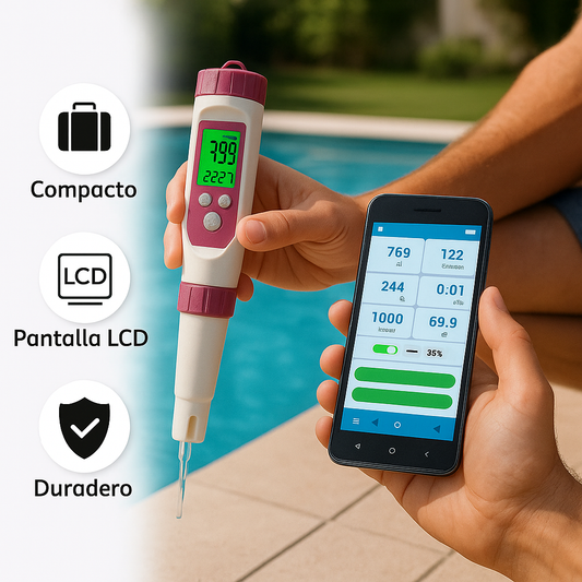 Probador Digital 7 en 1 de Agua para Piscinas y Spas