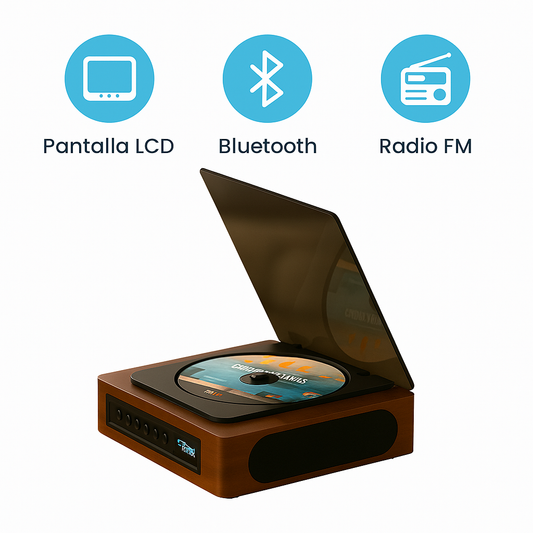 Reproductor de CD Retro Bluetooth con Radio FM