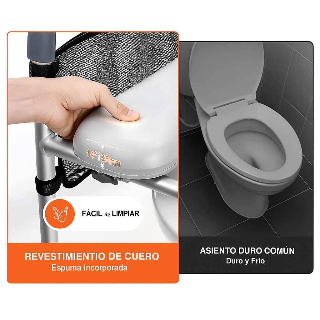 Asiento Elevador de Inodoro Ajustable con Agarraderas