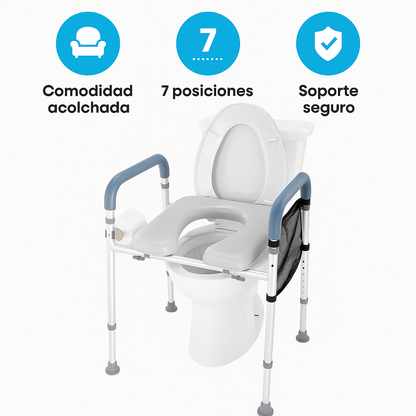 Asiento Elevador de Inodoro Ajustable con Agarraderas