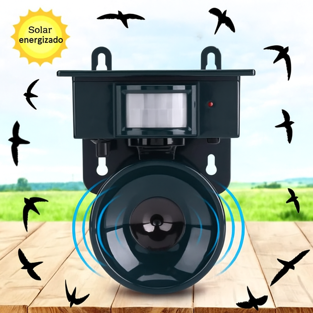 Repelente Solar de Aves con Sensor PIR y Sonido