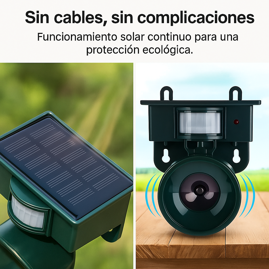 Repelente Solar de Aves con Sensor PIR y Sonido