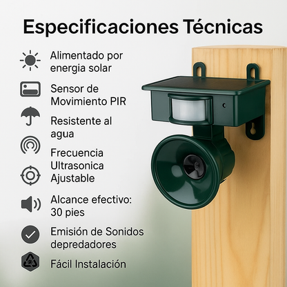 Repelente Solar de Aves con Sensor PIR y Sonido