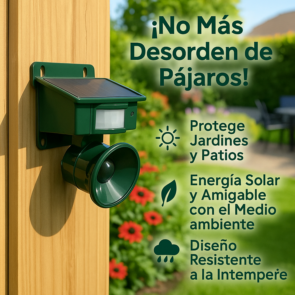 Repelente Solar de Aves con Sensor PIR y Sonido