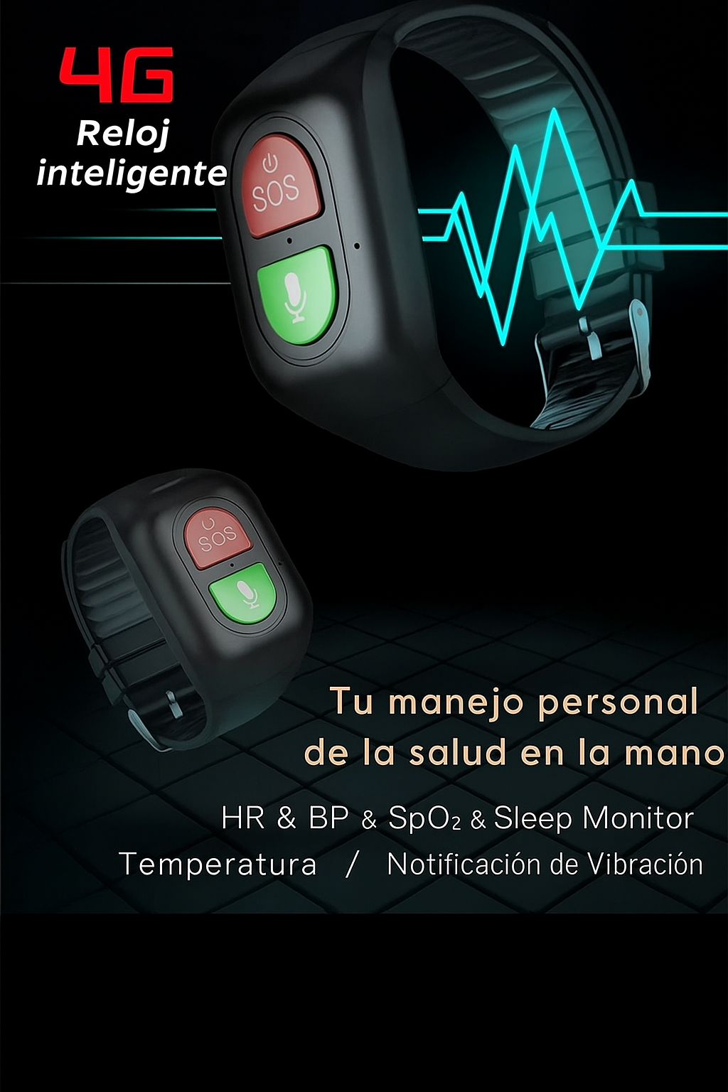 Reloj Inteligente con Detección de Caídas 4G GPS