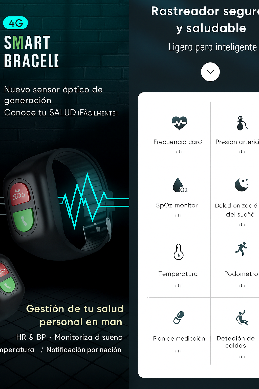 Reloj Inteligente con Detección de Caídas 4G GPS