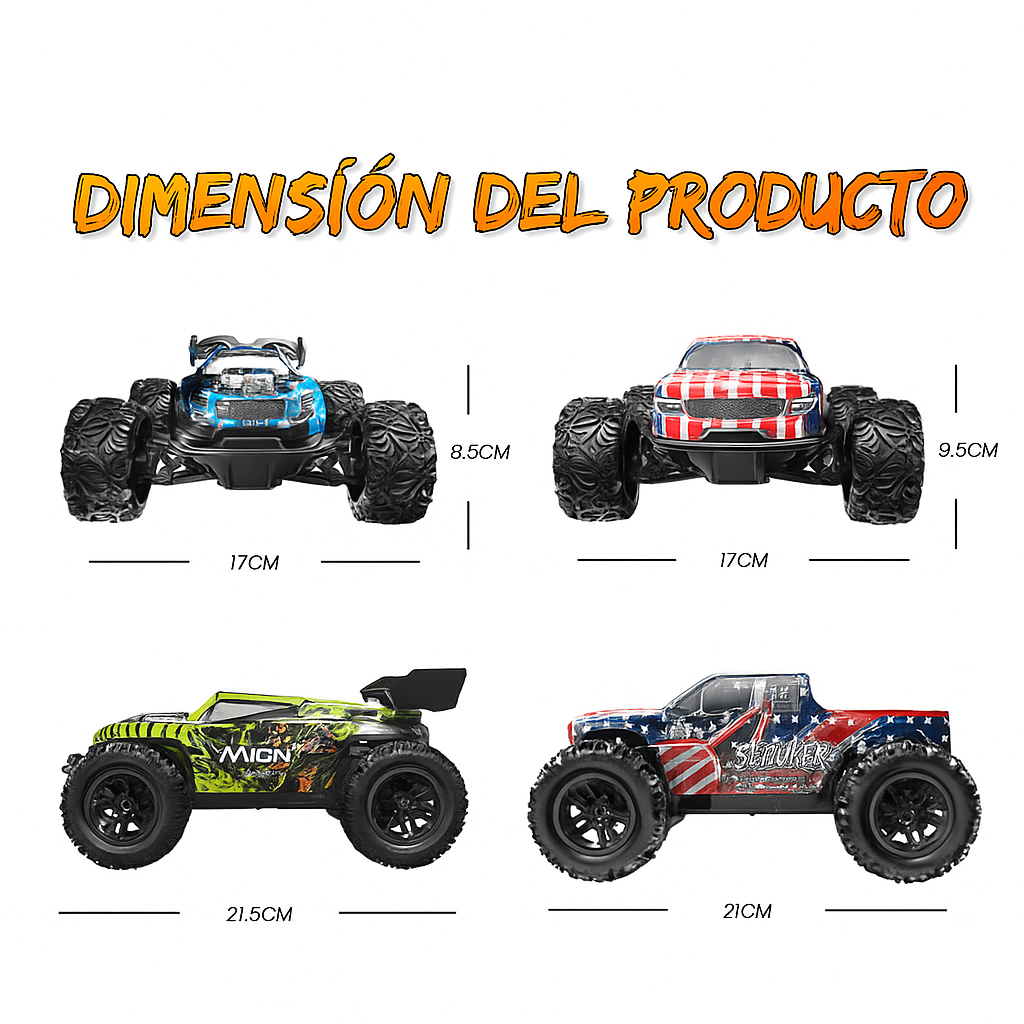 Camión Monstruo RC Todo Terreno Alta Velocidad 1:20