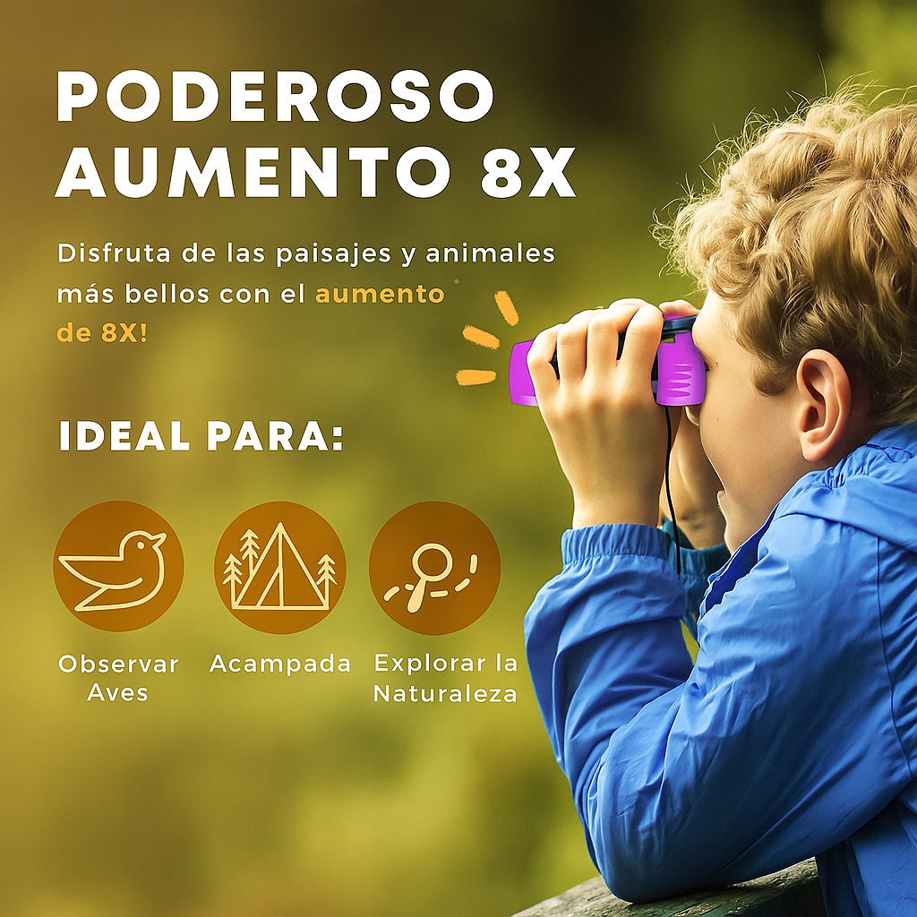 Binoculares para Niños 8x21 Ligeros y Resistentes