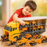 Juego Vehículos Construcción Niños con Estuche Portátil