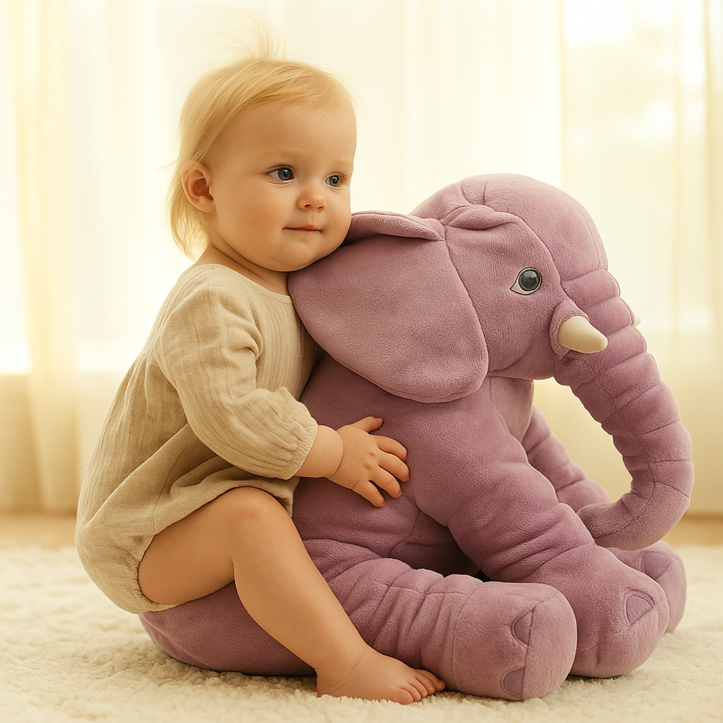 Almohada Elefante Peluche Bebé Suave y Segura