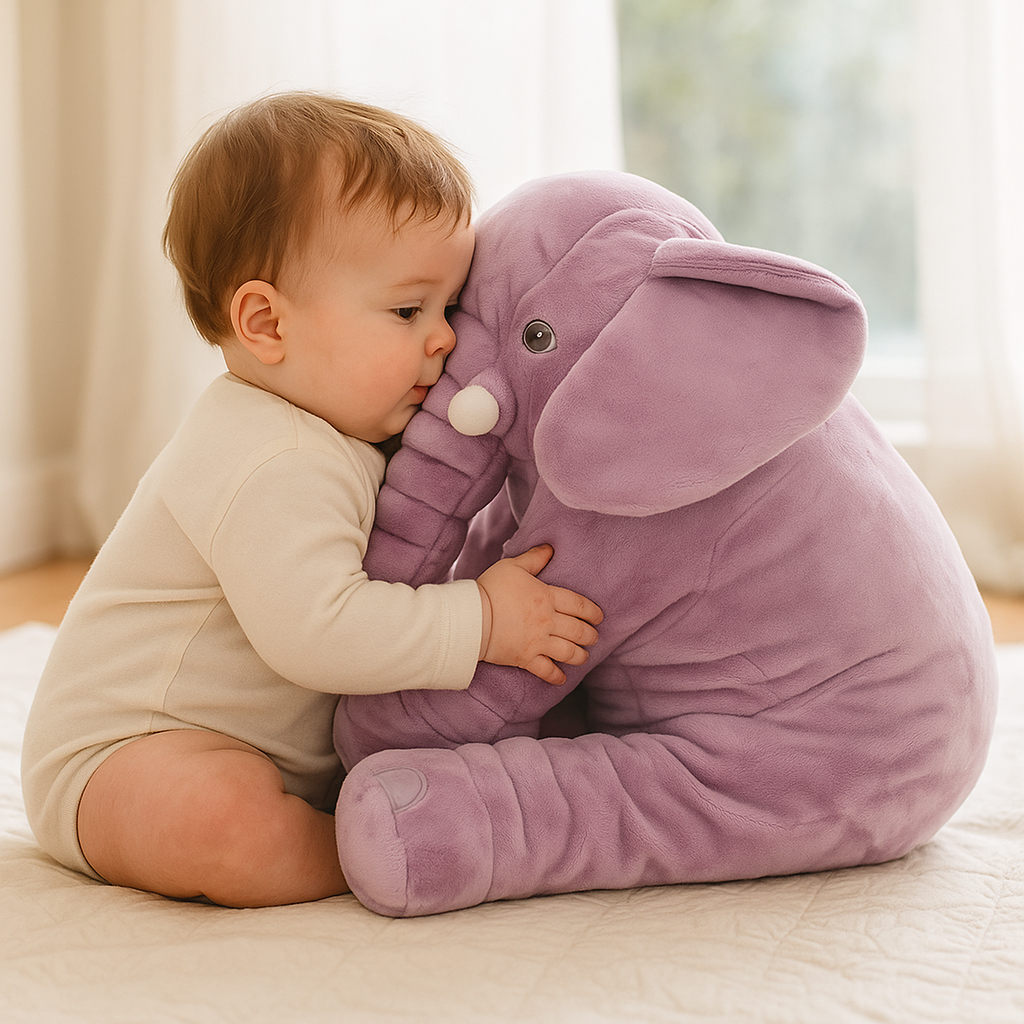 Almohada Elefante Peluche Bebé Suave y Segura
