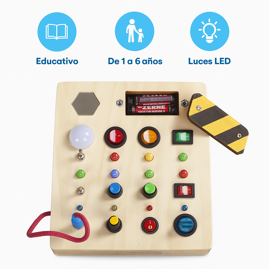 Tablero Montessori Ocupado con Luces e Interruptores