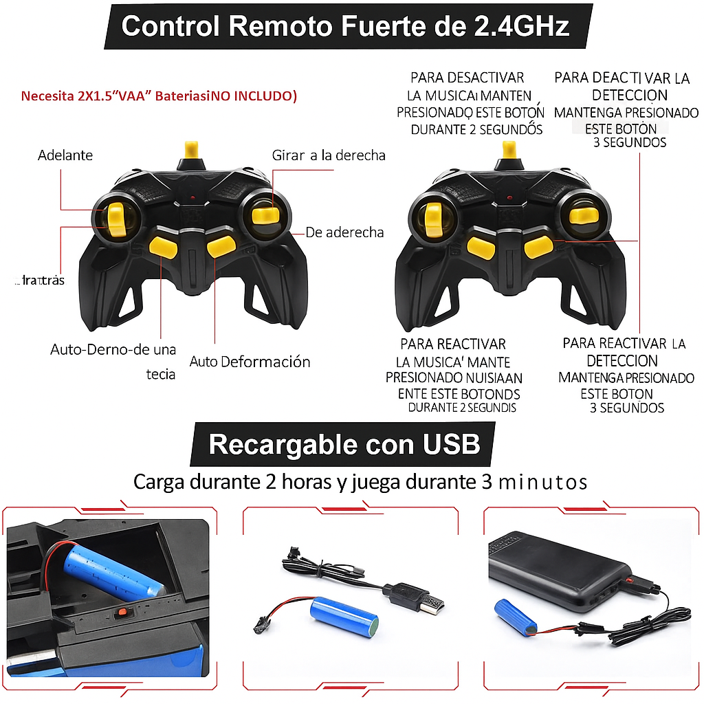 Coche Robot Transformador RC con Control por Gestos