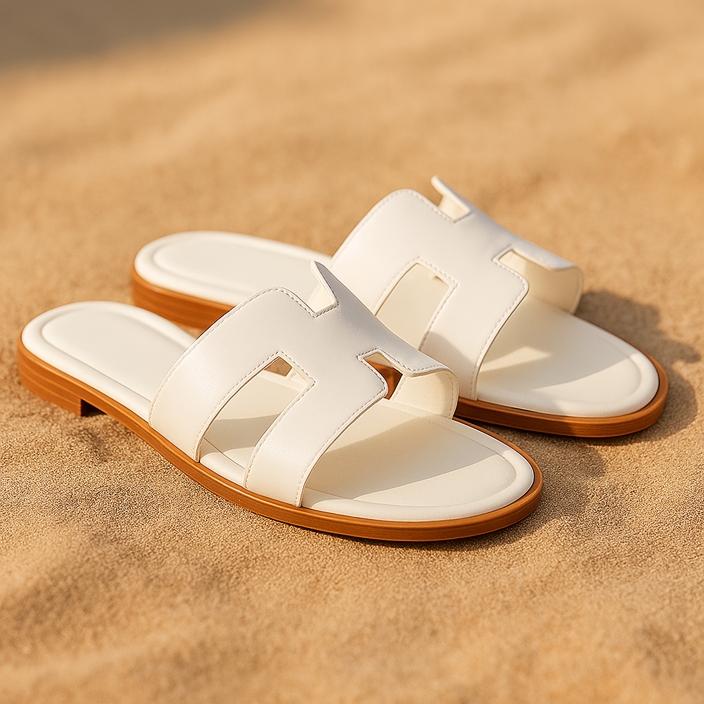 Sandalias Planas de Cuero con Corte Elegante
